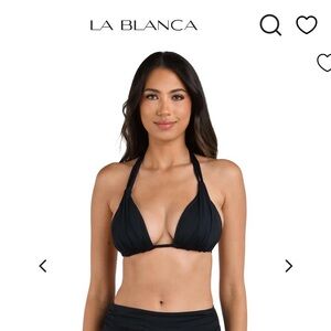 NWT La Blanca Black Ruched bikini island goddess Top 4 bottom 6
